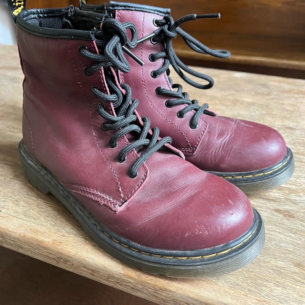 Dr. Martens Cherry Red Leather Boots - youth size 4